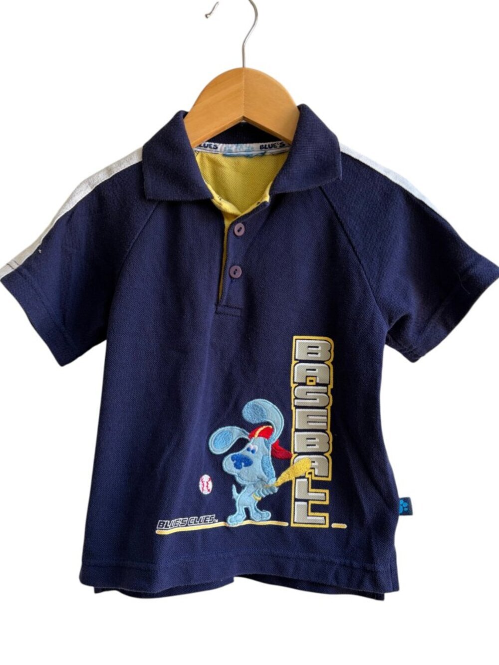 Vintage Blues Clues Embroidered Baseball Polo Shirt Kids Sz 2T Blue Y2K
